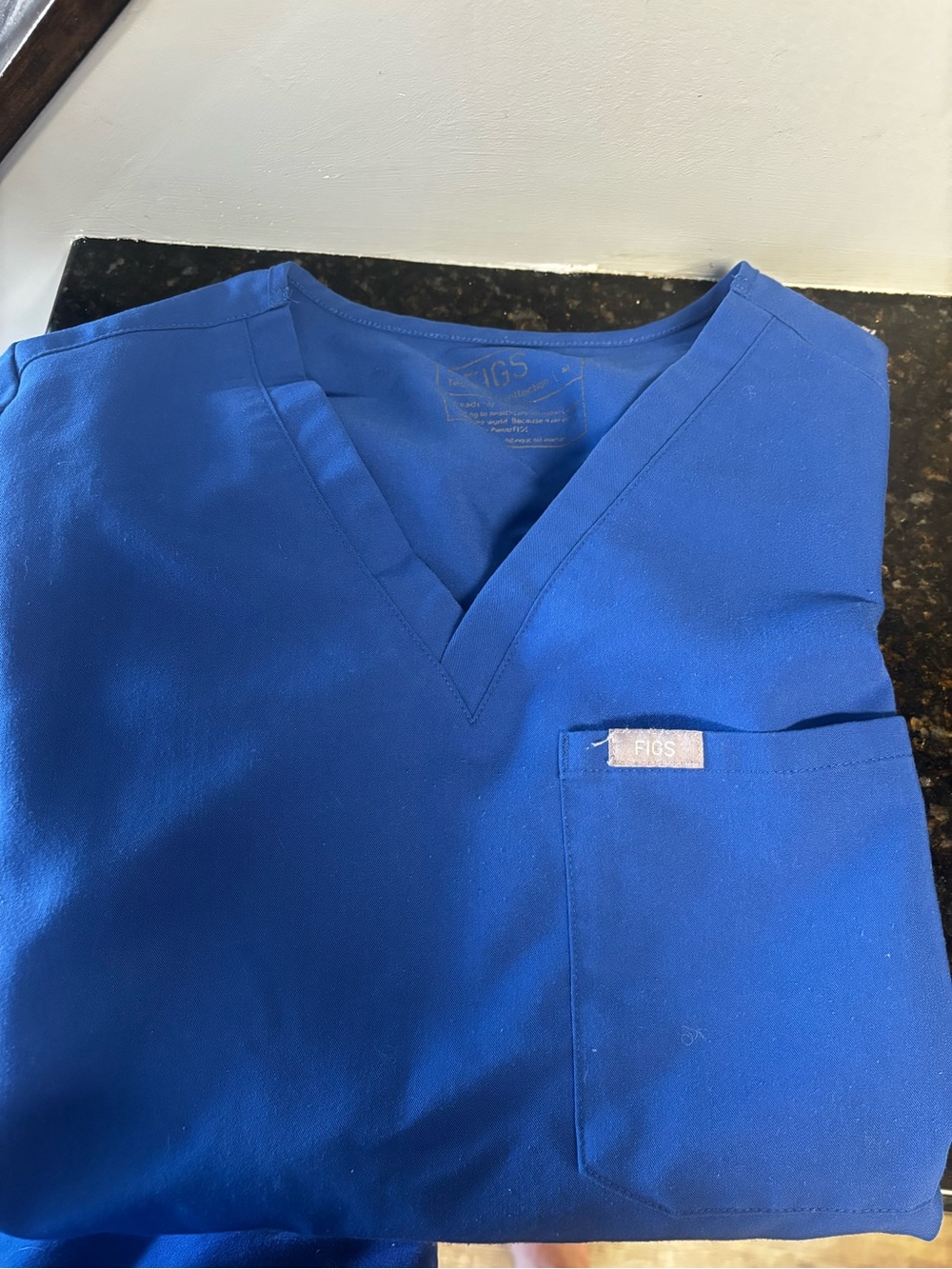 Figs V-Neck Scrub Top in Winning Blue- M